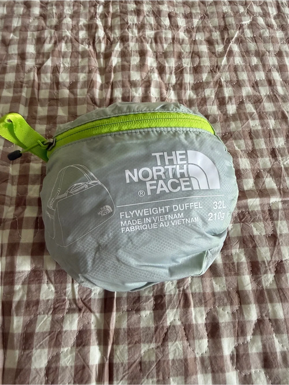 The North Face Flyweight Duffel - Light Gray with Lime Zipper